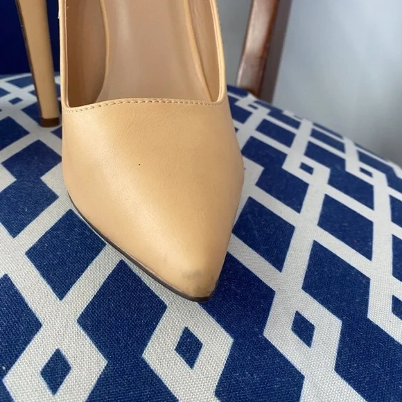 Nude shoe dazzle classic pointed ankle strap pumps Sz 10 - Picture 6 of 8
